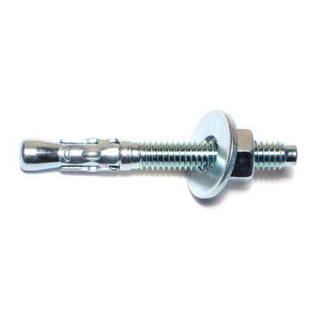 Midwest Fastener Wedge Anchor, 2-3/4" L, Steel Zinc Plated, 50 PK 50208